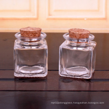 square 50ml mini glass storage jam spice jar with metal or cork lid